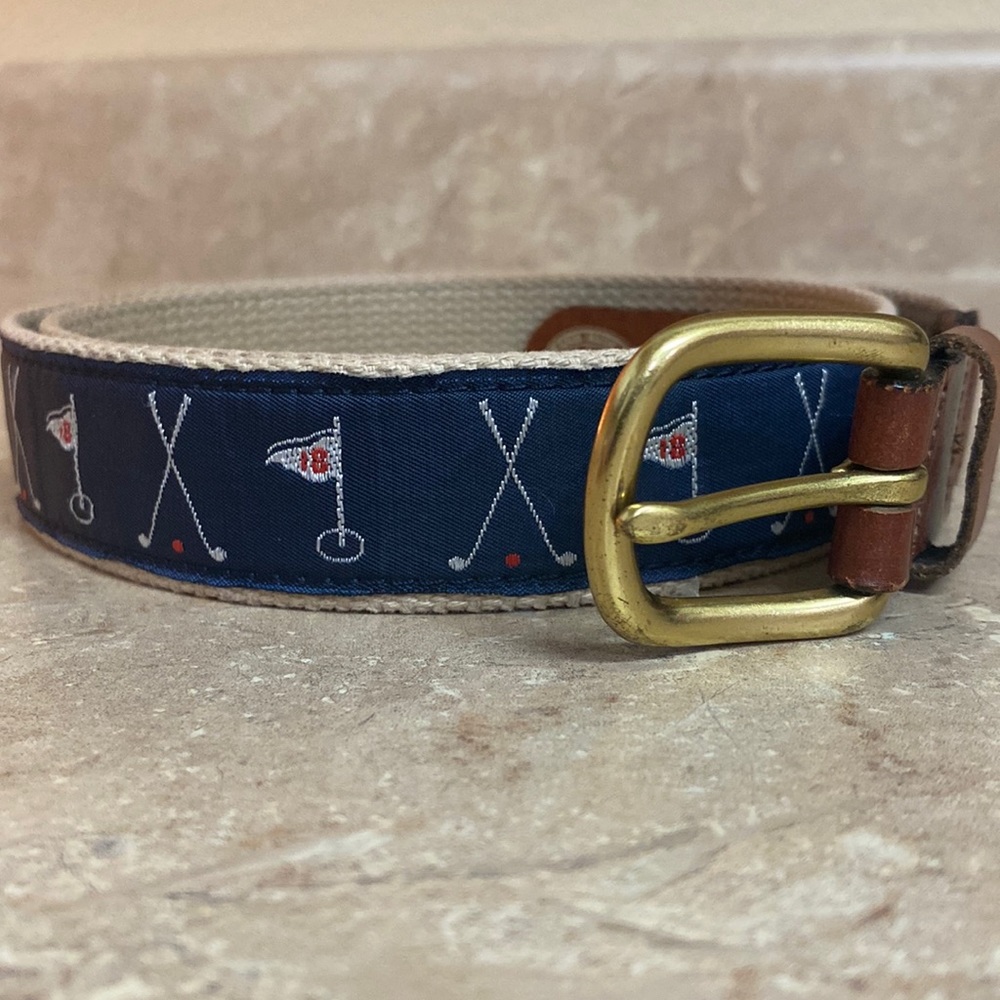 Leather Man Ltd Red White Blue Golf Theme Belt size 40